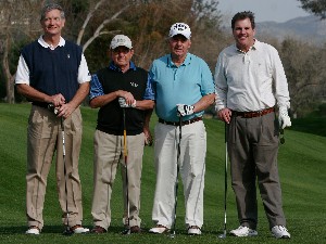Participants (l-r) Maj. Gen. George Norwood, USAF (Ret.), Gen. Tom Griffith, USA (Ret.), Lt. John Benevides, USN (Ret.), and Marty Paulsen play in the February golf tournament to raise funds for the AFCEA Educational Foundation.